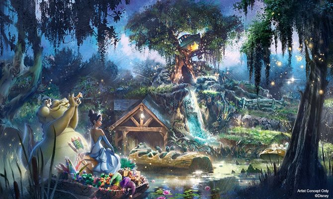 Projeção artística da repaginação da Splash Mountain | Crédito: Divulgação Projeção artística da repaginação da Splash Mountain | Crédito: ©Disney